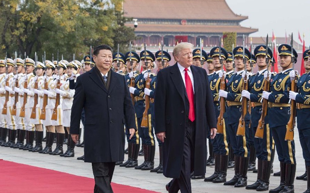 習(xí)近平舉行儀式歡迎美國(guó)總統(tǒng)特朗普訪(fǎng)華